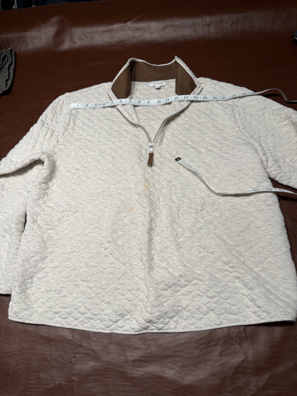 Banana Republic Off-White Quilted Half-Zip Pullover